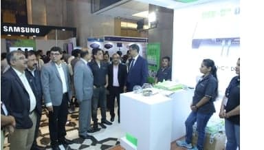 The FAIITA delegation tours exhibitor stalls at the CMDA IT-Expo 2020 in Pune