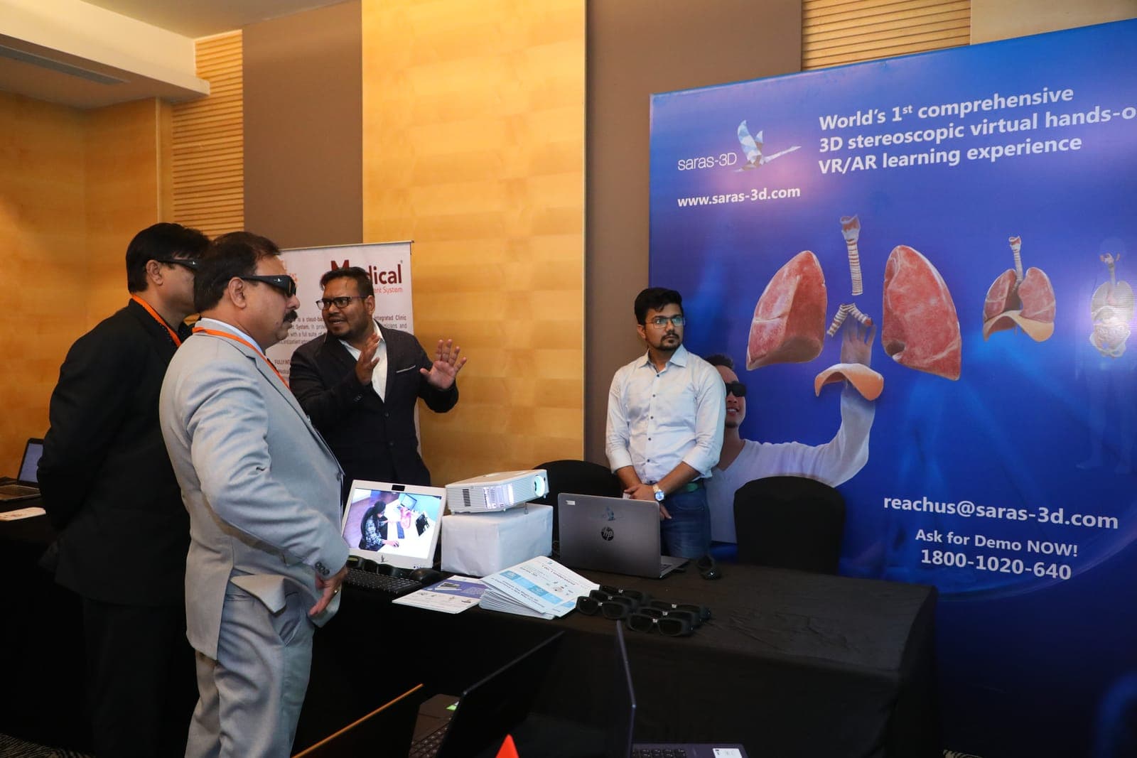 Delegates try a VR/AR training demo on the sidelines of the FAIITA AGM 2020