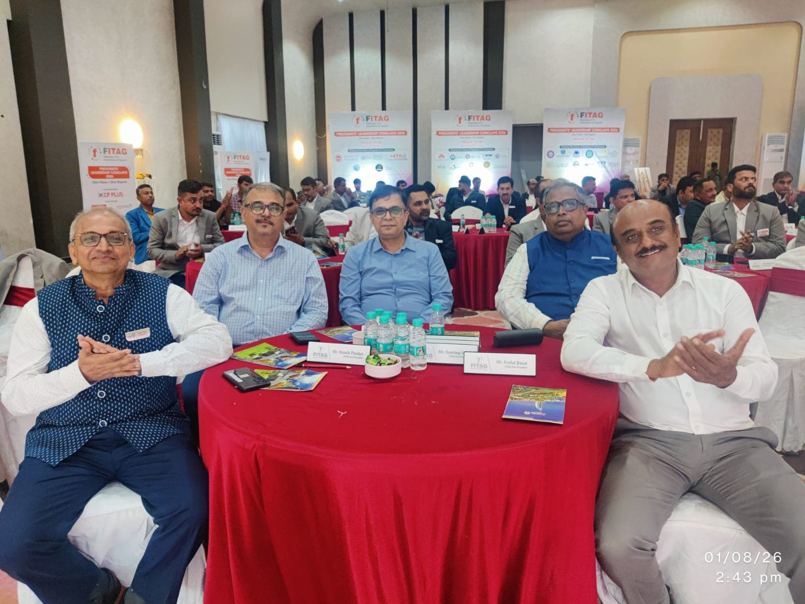 FITAG past presidents Kaushik Pandya, Gaurang Vyas and Praful Desai with fellow leaders at the conclave