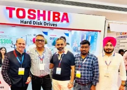 FAIITA and association leaders with brand partners at the Toshiba Hard Disk Drives stall.